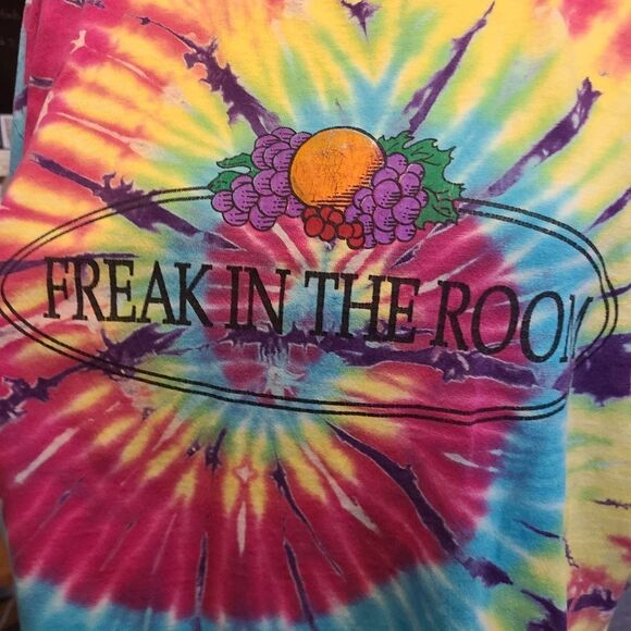 ANVIL Tie Dye Vintage T-Shirt "Freak In The Room" Sz L - Picture 4 of 9